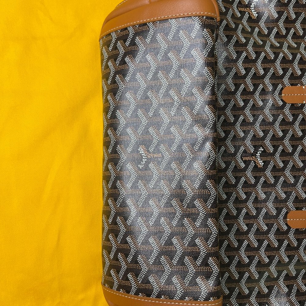 Goyard Artois PM Small Black/Tan Leather Canvas Zipped & Structured Tote - Picture 4 of 13